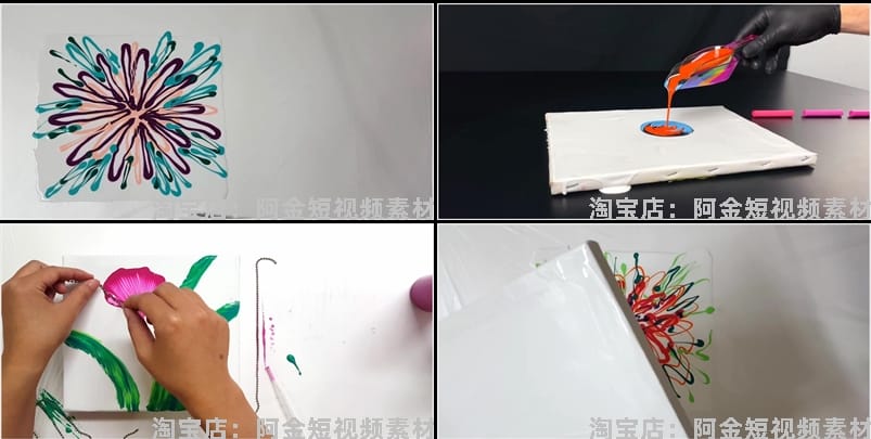 国外手工艺拉线漆画工艺解压高清横屏小说推文素材短视频剪辑引流