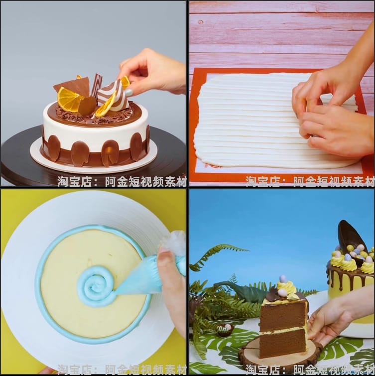 甜点品烘焙教程蛋糕裱花高清解压短视频抖音美食制作小说推文素材