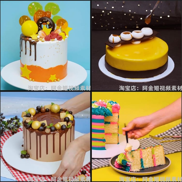 甜点品烘焙教程蛋糕裱花高清解压短视频抖音美食制作小说推文素材