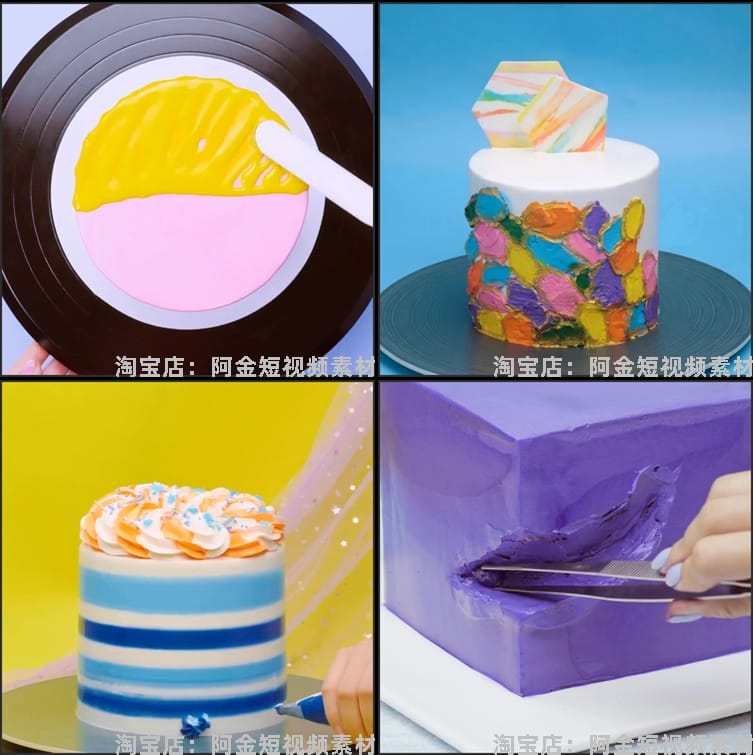 甜点品烘焙教程蛋糕裱花高清解压短视频抖音美食制作小说推文素材