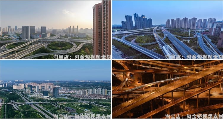 4K立交桥高架大桥车流城市道路航拍延时抖音视频高清实拍素材剪辑