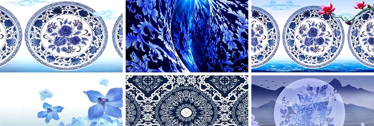 中国风水墨青花瓷古典民族旗袍秀诗歌朗诵LED大屏幕背景视频素材