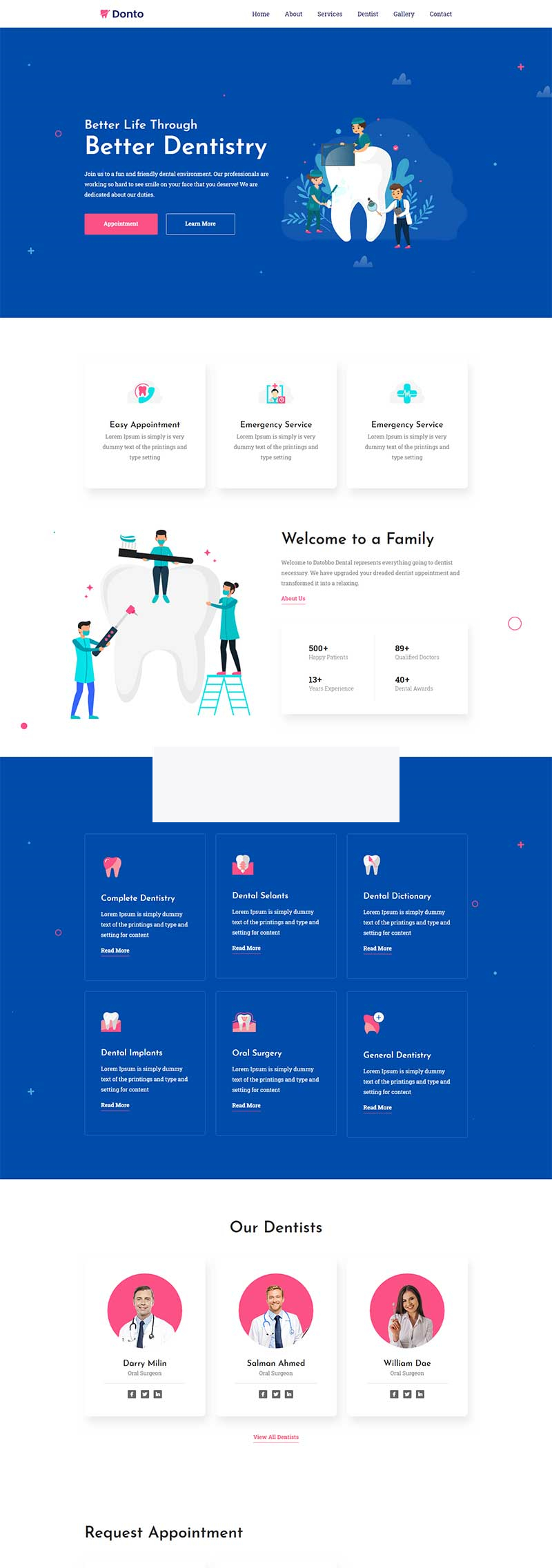 蓝色通用的牙科诊所html网站模板