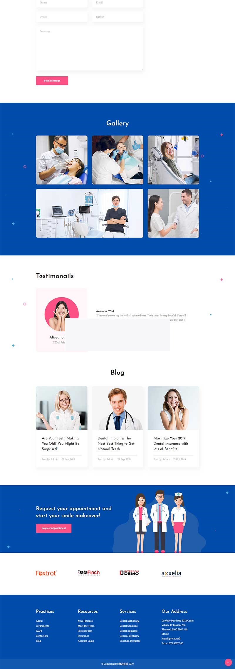 蓝色通用的牙科诊所html网站模板