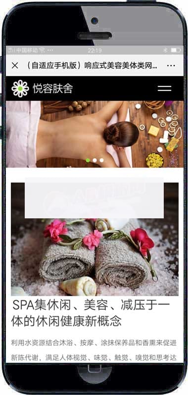 （自适应手机版）响应式美容美体类网站织梦模板