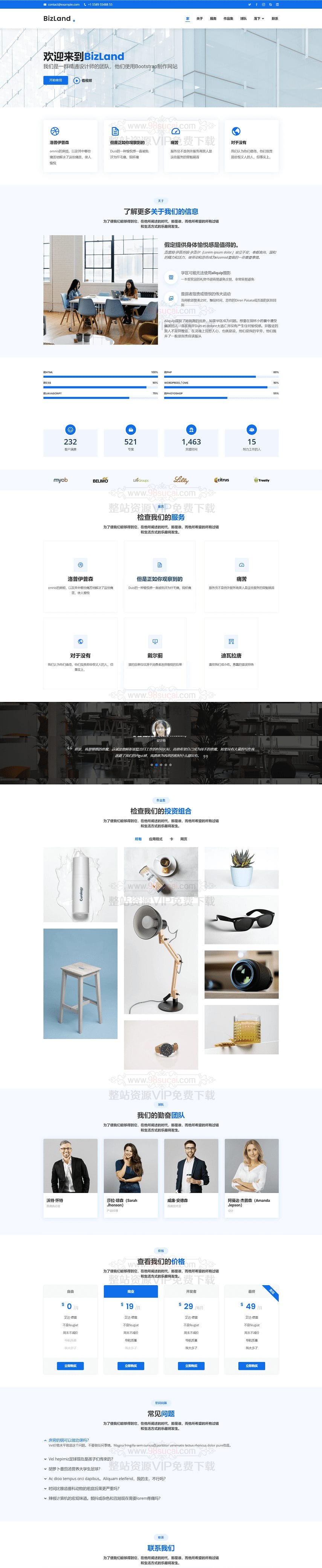 Bootstrap模板：电商程序公司展示BizLand模板