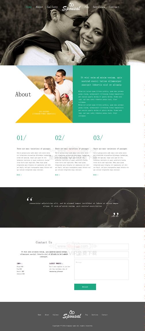 响应式简洁扁平化大气婚纱摄影公司模板纯HTML模板
