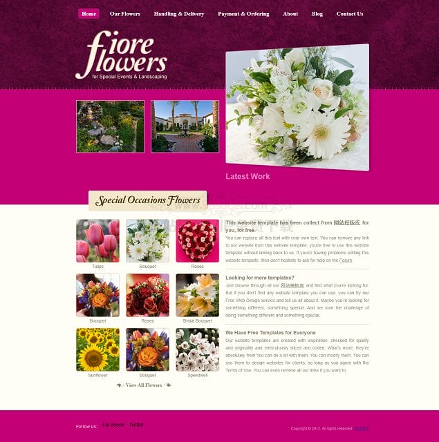 简洁网上订花类企业网店模板纯HTML模板