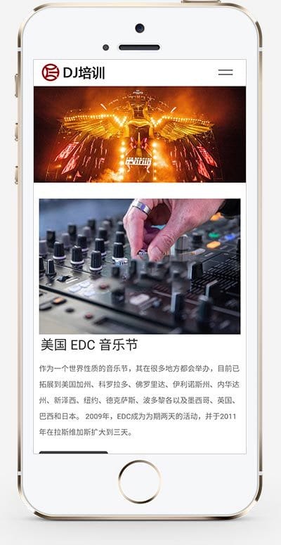 响应式DJ音乐电音培训机构网站dede织梦模板 DJ培训机构网站模板下载(自适应手机版)