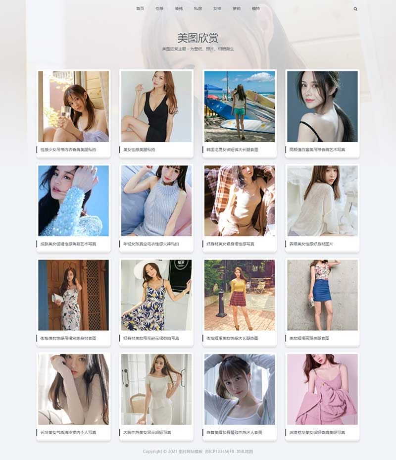 (自适应手机版)简约大气的图片相册类织梦网站模板 图片图集网站源码下载