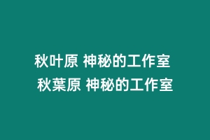 秋叶原 神秘的工作室 秋葉原 神秘的工作室