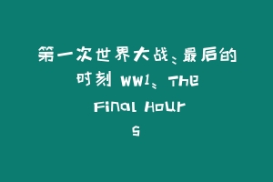 第一次世界大战:最后的时刻 WW1: The Final Hours