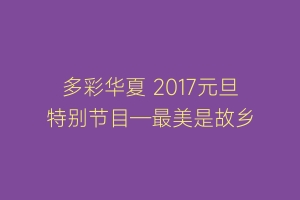 多彩华夏 2017元旦特别节目—最美是故乡