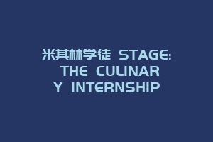 米其林学徒 STAGE: THE CULINARY INTERNSHIP
