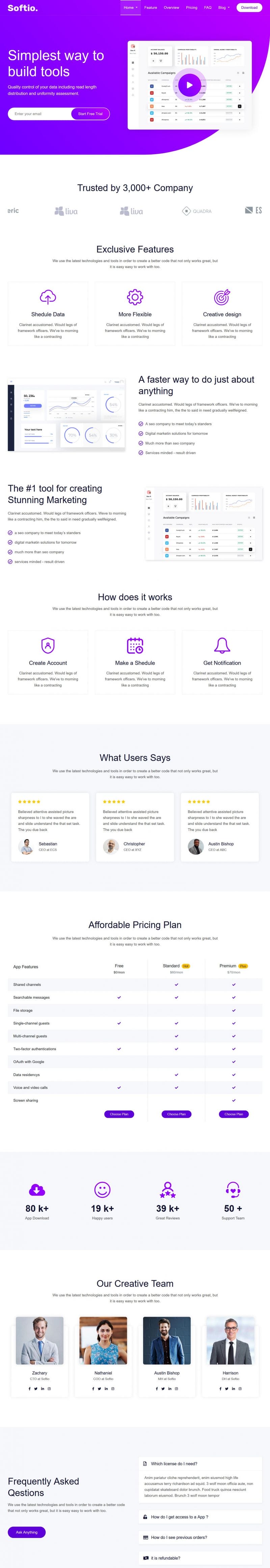 【亲测源码】企业软件应用落地展示页H5页面模板[可自适应手机]
