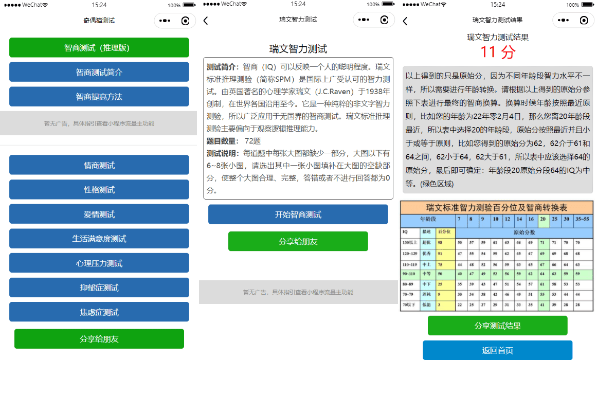 智力测试情商测试提升智力小程序源码