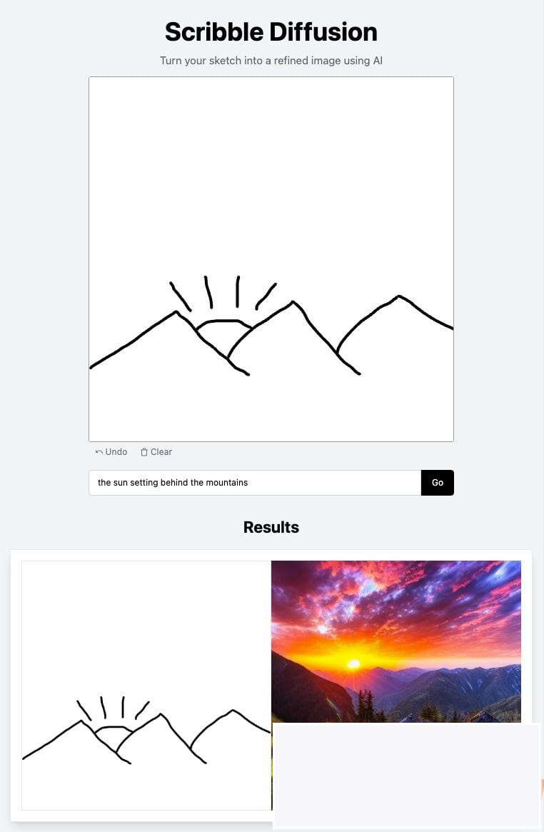 Scribble Diffusion 开源涂鸦 AI 绘画草图变成精致图像源码