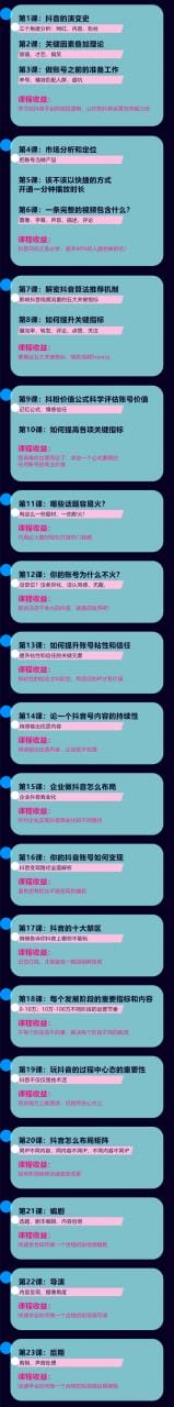 完爆抖音运营实战课：实战千次的10万爆款视频秘籍（23节视频-无水印）