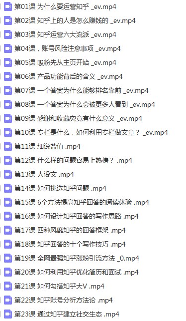 知乎运营：全网最强知乎涨粉到赚钱全套课程