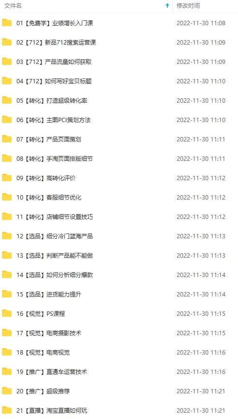 淘系天猫电商业绩增长：已培养上千位卖家实现100W+利润（700节30G课程）