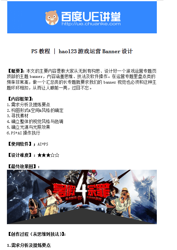 PS教程-hao123游戏运营Banner设计_美工教程