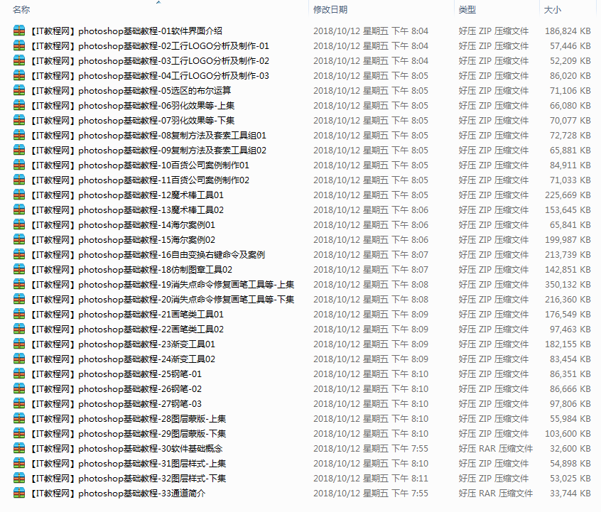 Photoshop基础教程视频（33集）_美工教程