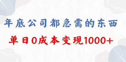 年底必做项目，每个公司都需要，今年别再错过了，0成本变现，单日收益1000