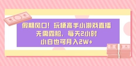 假期风口！玩梗高手小游戏直播，无需露脸，每天2小时，小白也可月入2W+