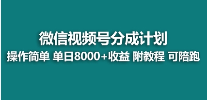 【蓝海项目】视频号分成计划最新玩法，单天收益8000+，附玩法教程