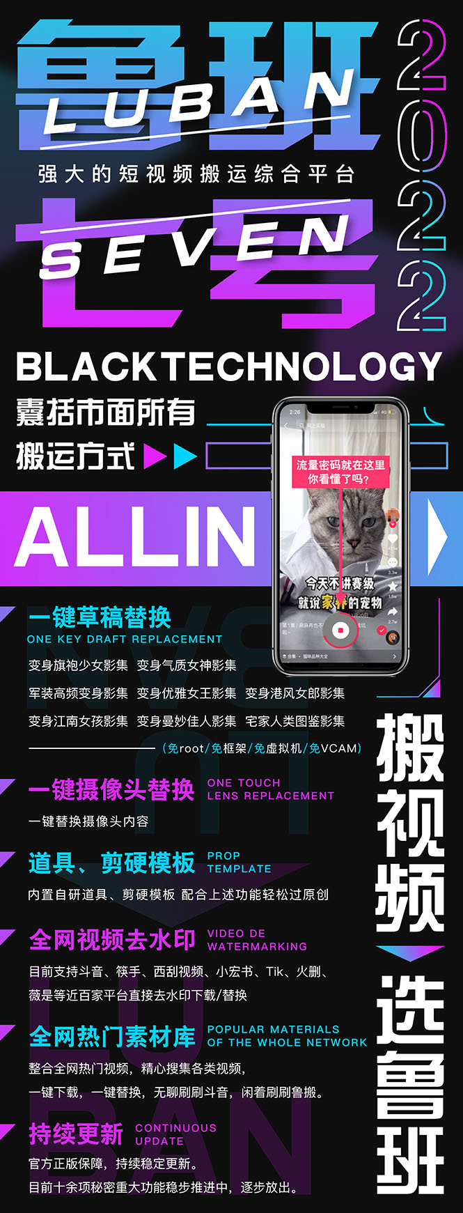 最新【鲁搬7号3.0】短视频永久版搬运软件 (突破技术壁垒 碾压一切搬运神器)