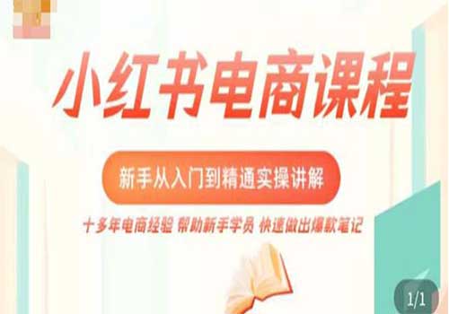 小红书电商新手入门到精通实操课，从入门到精通做爆款笔记，开店运营