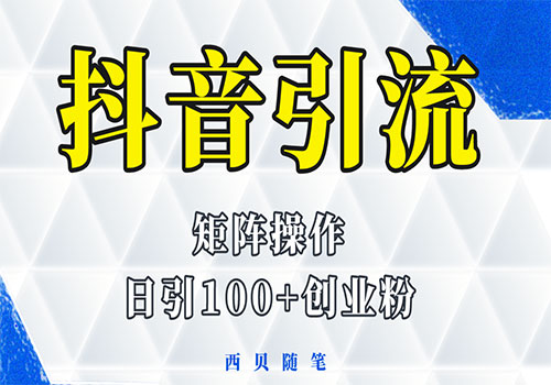 抖音引流术，矩阵操作，一天能引100多创业粉