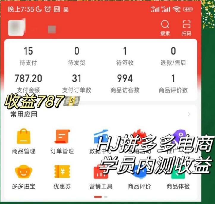 2023拼多多电商项目，稳定一天300～3000+，门槛低，出单快，一部手机即可完成