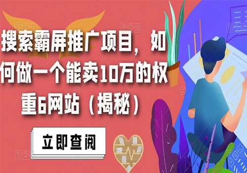 2023搜索霸屏推广项目，如何做一个能卖10万的权重6网站（揭秘）全平台长期项目