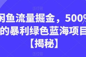 闲鱼流量掘金,500%的暴利绿色蓝海项目【揭秘】
