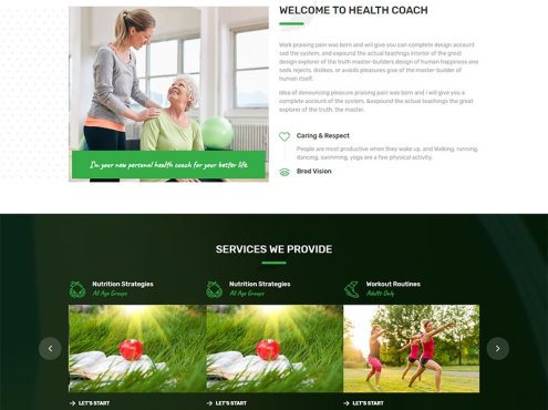 绿色的健康指导生活服务HTML5网站模板