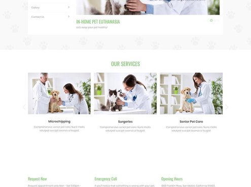 绿色宠物医院静态网站Bootstrap模板