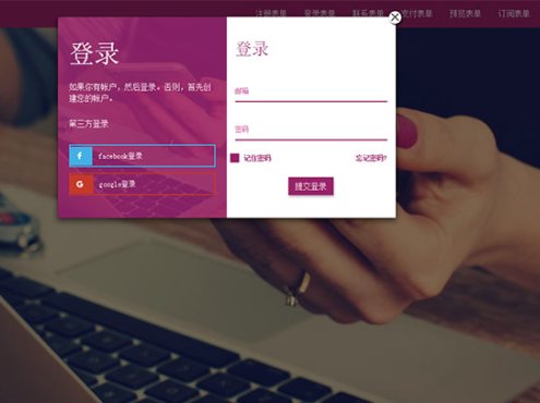 jQuery注册登录支付订阅表单代码