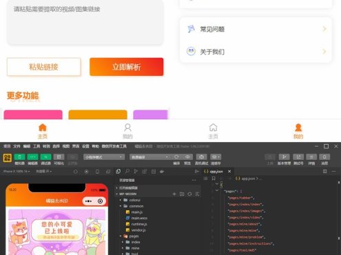 橘猫视频去水印微信小程序源码/自定义接口/PHP后端对接