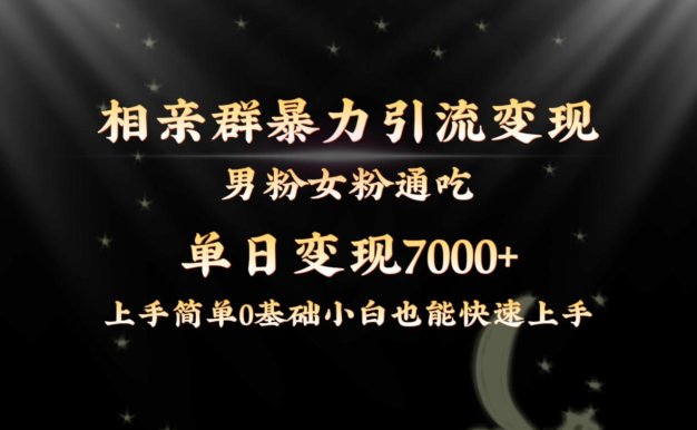 全网首发相亲群暴力引流男粉女粉通吃变现玩法,单日变现7000+保姆教学1.0