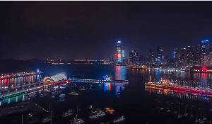 青岛夜晚美景航拍短视频素材