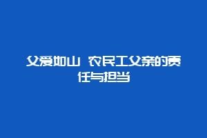 父爱如山 农民工父亲的责任与担当