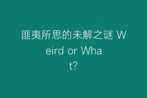 匪夷所思的未解之谜 Weird or What?